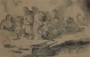 为绘画而学习星期天在矿井里`
Study for the painting Sunday in the mine (1877)  by Jacek Malczewski