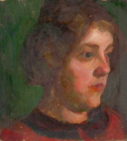 一个女孩的研究头`A study of a girls head (1900) by Ľudovít Pitthordt