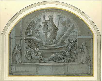 复活祭坛壁画的设计`Design for a Frescoed Altarpiece of The Resurrection (ca. 1560–71) by Tommaso d;Antonio Manzuoli