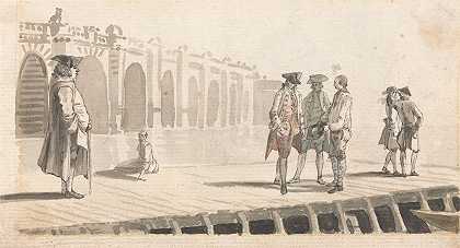 威斯敏斯特码头上的一群人`A Group of Men on Westminster Pier (ca. 1752) by Paul Sandby