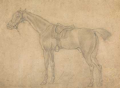 备好鞍的马朝左`Saddled Horse Facing Left by James Seymour