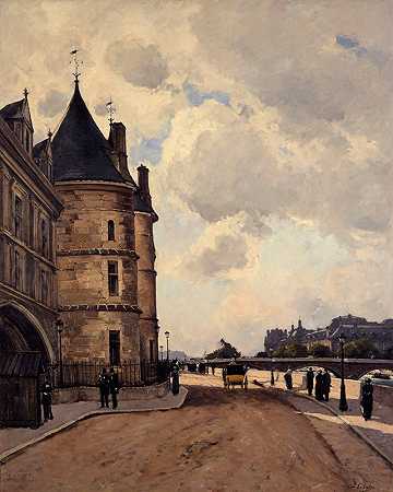 码头时钟`Le quai de lHorloge (1882) by Paul Lecomte
