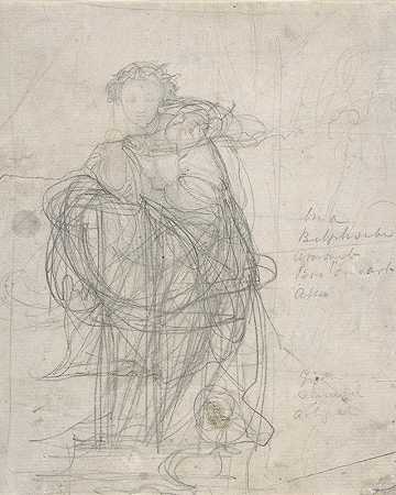 斯宾塞和的图纸s Fairie Queen`Drawing for Spencers Fairie Queene (ca. 1855) by Alfred George Stevens
