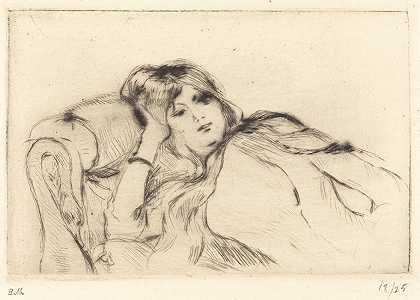 休息`Rest (1888~1890) by Berthe Morisot