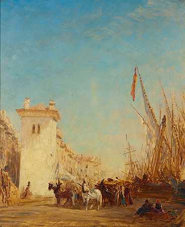 马赛的圣约翰码头`Le quai Saint~Jean à Marseille (1890~1895) by Félix Ziem