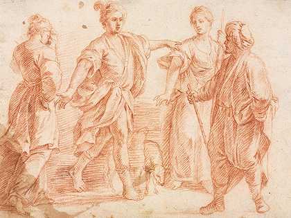 雅各布和拉班，以及拉结和利亚（雷克托）`Jacob and Laban with Rachel and Leah (recto) (1600s)