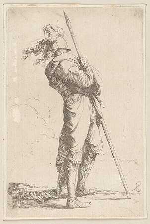 双手持长矛的士兵`Soldier Holding His Lance with Both Hands (1656 ~ 1657) by Salvator Rosa