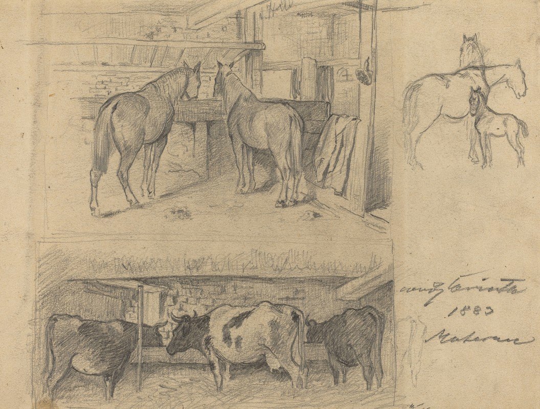 谷仓`The Barn (1883) by Lovis Corinth