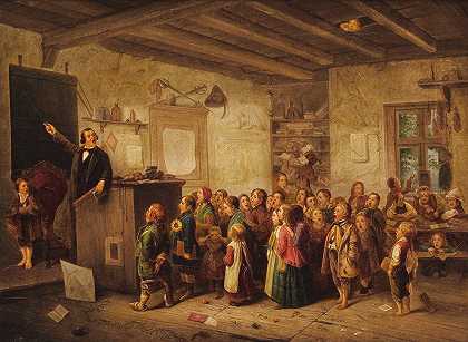 儿童合唱团练习`Childrens Choir Practice (1888) by Hubert Salentin