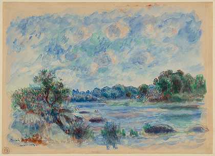 阿文桥风景`Landscape at Pont~Aven (1892) by Pierre-Auguste Renoir