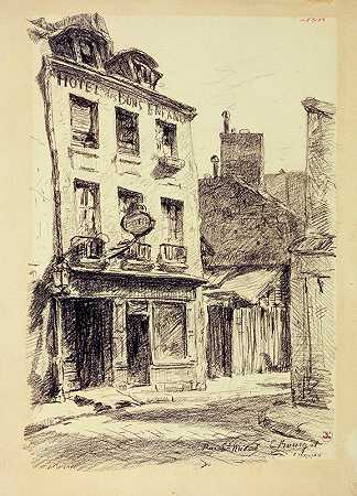 圣梅达尔街`La rue Saint~Médard (1855~1912) by Camille Bourget