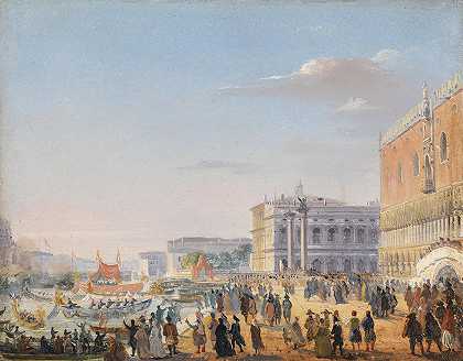 弗朗兹·约瑟夫和伊丽莎白抵达威尼斯`Ankunft Franz Joseph und Elisabeth in Venedig by Ippolito Caffi
