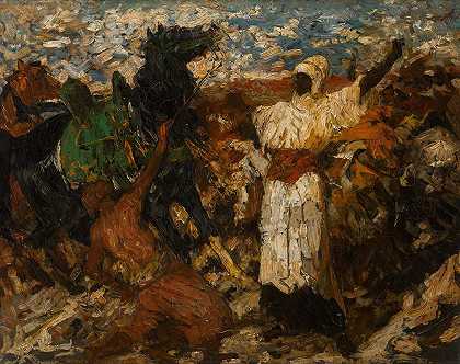 勒马`Reining in the Horses by Otto von Faber du Faur