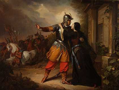 Wacław和再见玛丽亚`Wacławs farewell to Maria (1856) by Józef Simmler
