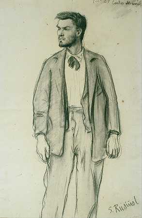 卡尔斯·马尼肖像`Portrait of Carles Mani (1896) by Santiago Rusiñol