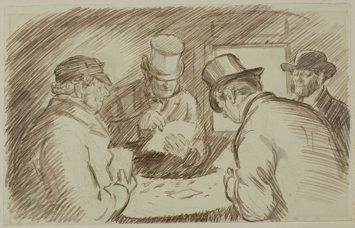 纸牌游戏`A Game of Cards (1870~91) by Charles Samuel Keene