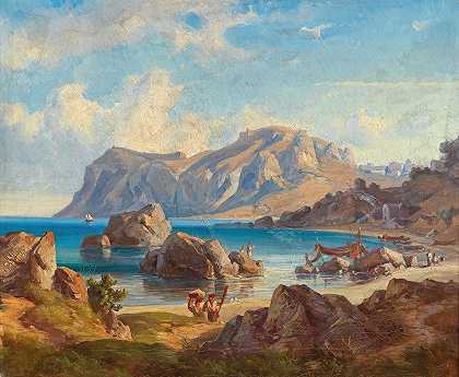 诺皮拉湾`Golf von Nauplia by Friedrich Preller The Younger