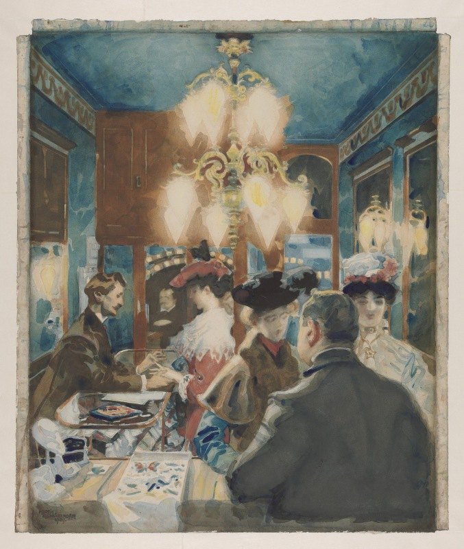 在珠宝店`Bij den Juwelier (1909) by Martin Monnickendam