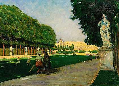 绿色地毯，凡尔赛宫`The Tapis Vert, Versailles by James Carroll Beckwith