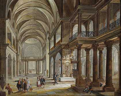 教堂屋内`Kircheninterieur (1780) by Christian Stöcklin