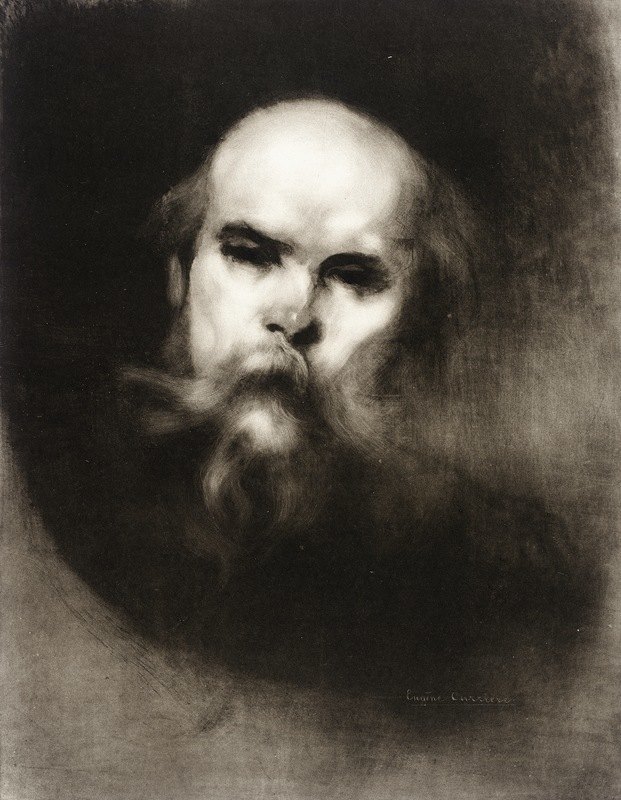 保罗·维莱恩肖像`Portrait of Paul Verlaine (1896) by Eugène Carriere