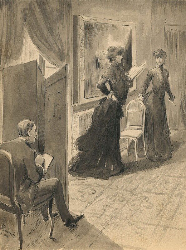 莎拉·伯恩哈特和的场景生活3`Scenes of Sarah Bernhardts life 3 (1904~1905) by Maurice Perronnet