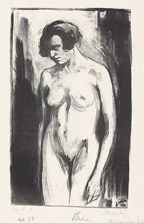 对一个站着的裸体女人的研究`Studie van een staande naakte vrouw by Simon Moulijn
