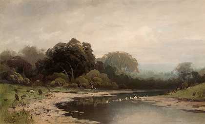在卡拉默塞德河`On Merced River Cala by Frederick Ferdinand Schafer