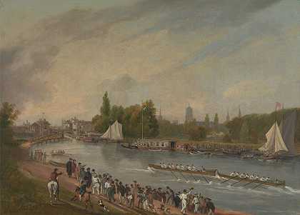 牛津伊西斯河上的划船比赛`A Boat Race on the River Isis, Oxford by John Whessell