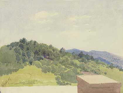 从城堡综合体看山地景观`Berglandschaft, von einer Burganlage aus betrachtet (1847) by Carl Theodor Reiffenstein