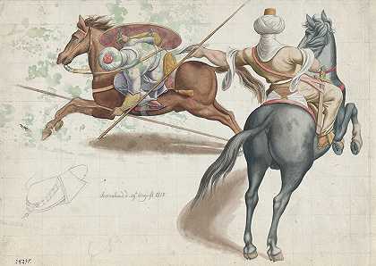 战斗骑兵`Fighting Horsemen (1818) by Friedrich Olivier