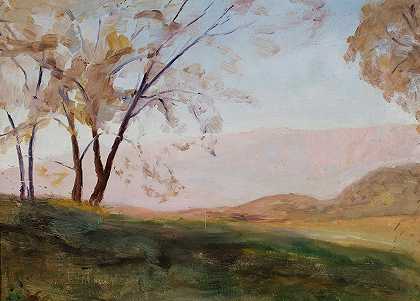 来自马桑德拉的风景。从克里米亚之旅`Landscape from Massandra. From the journey to Crimea (between 1887 and 1899) by Jan Ciągliński