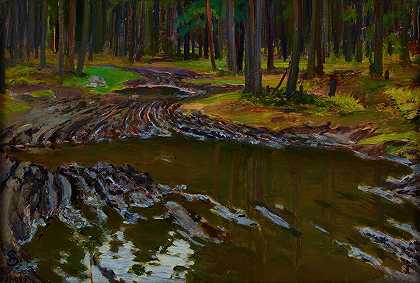 森林里的泥土`Mud in the Forest (1922) by Ambroży Sabatowski
