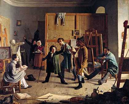 演播室场景`Studio Scene (1836) by Johann Peter Hasenclever