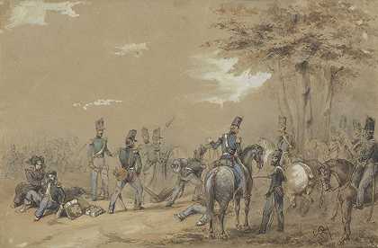 战斗中的步兵`Infanterie in gevecht (c. 1824 ~ c. 1894) by Charles Rochussen