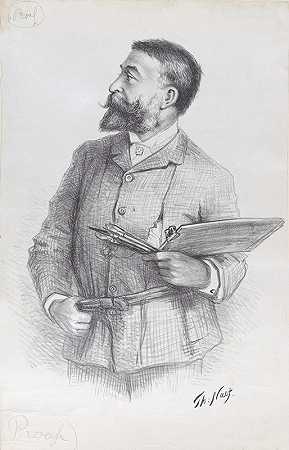 艺术家的肖像`Portrait of the Artist (ca. 1884) by Thomas Nast