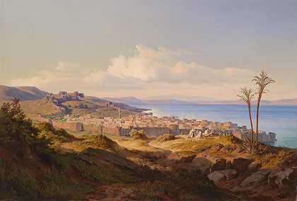 城市和提贝里亚湖`Stadt und See Tiberias (1869) by Edmund Von Wörndle