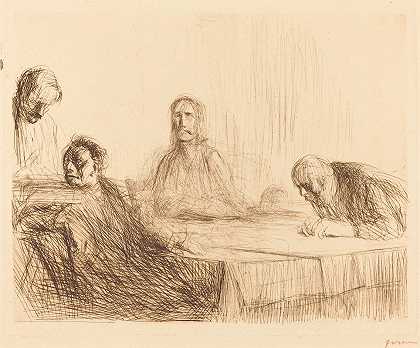 艾玛斯的晚餐（第二盘）`The Supper at Emmaus (second plate) (1910) by Jean-Louis Forain