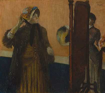 在女帽店s`At the Milliners (1882) by Edgar Degas