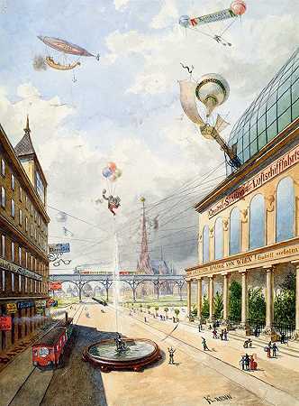 百年后的维也纳`Wien in hundert Jahren (1887) by Edmund Krenn