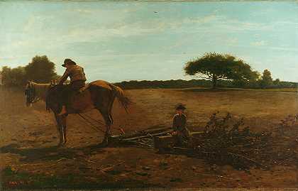 刷耙，春天`The Brush Harrow, Spring Time (1865) by Winslow Homer
