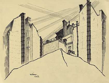无标题（城镇房屋）`Ohne Titel (Stadthäuser) (1926) by Karl Wiener