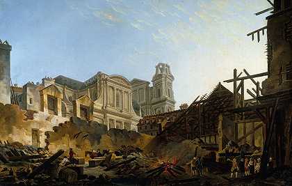 之后的圣日耳曼博览会1762年3月16日至17日夜间起火`La foire Saint~Germain après lincendie de la nuit du 16 au 17 mars 1762 (1762) by Pierre-Antoine Demachy