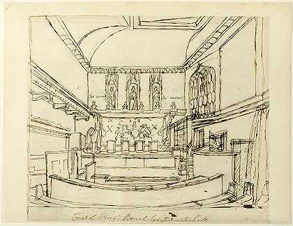 从伦敦的缩影看威斯敏斯特大厅国王长椅法庭的研究`Study for Court of King’s Bench, Westminster Hall, from Microcosm of London (1808) by Augustus Charles Pugin