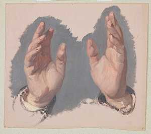 研究（I）主教双手的绘画贾德维加女王的誓言`
Study (I) of Both Hands of the Bishop to the Painting The Oath of Queen Jadwiga (1867)  by Józef Simmler
