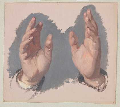 研究（I）主教双手的绘画贾德维加女王的誓言`Study (I) of Both Hands of the Bishop to the Painting The Oath of Queen Jadwiga (1867) by Józef Simmler