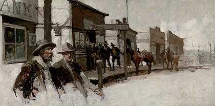 西部街景`Western Street Scene (1923) by Frank Earle Schoonover