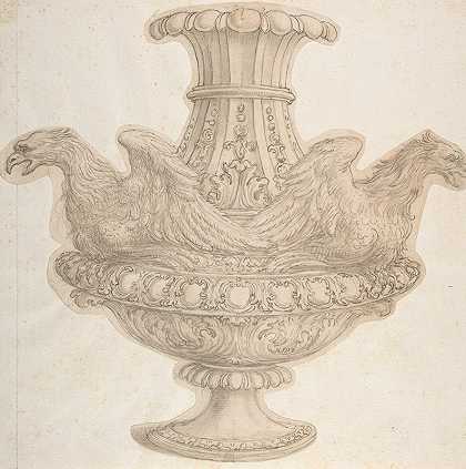 鹰形花瓶的设计`Design for Vase with Eagles (1652–1725) by Giovanni Battista Foggini