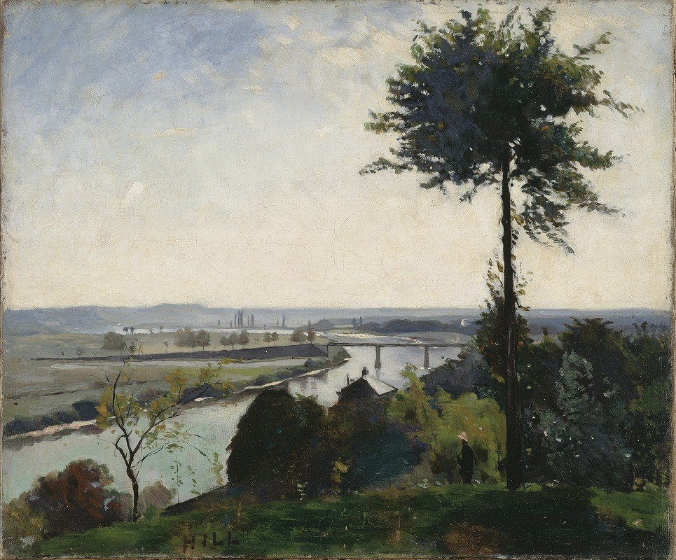 《树与河III》（博伊斯勒罗伊的塞纳河）`The Tree and the River III (The Seine at Bois~le~Roi) (1877) by Carl Fredrik Hill