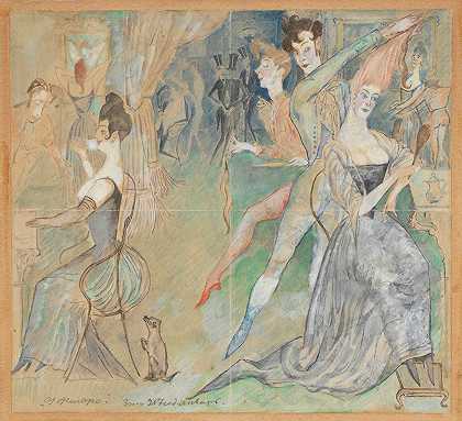 在费加罗[在理发店]`At Figaro’s [at a hairdresser’s] (1917) by Zygmunt Waliszewski